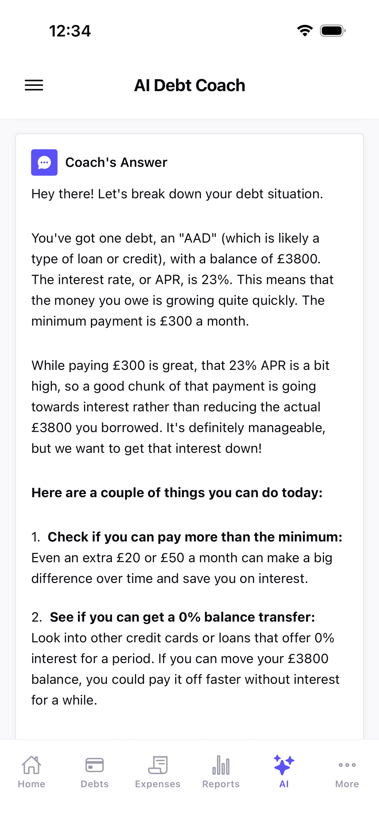 AI Debt Coach